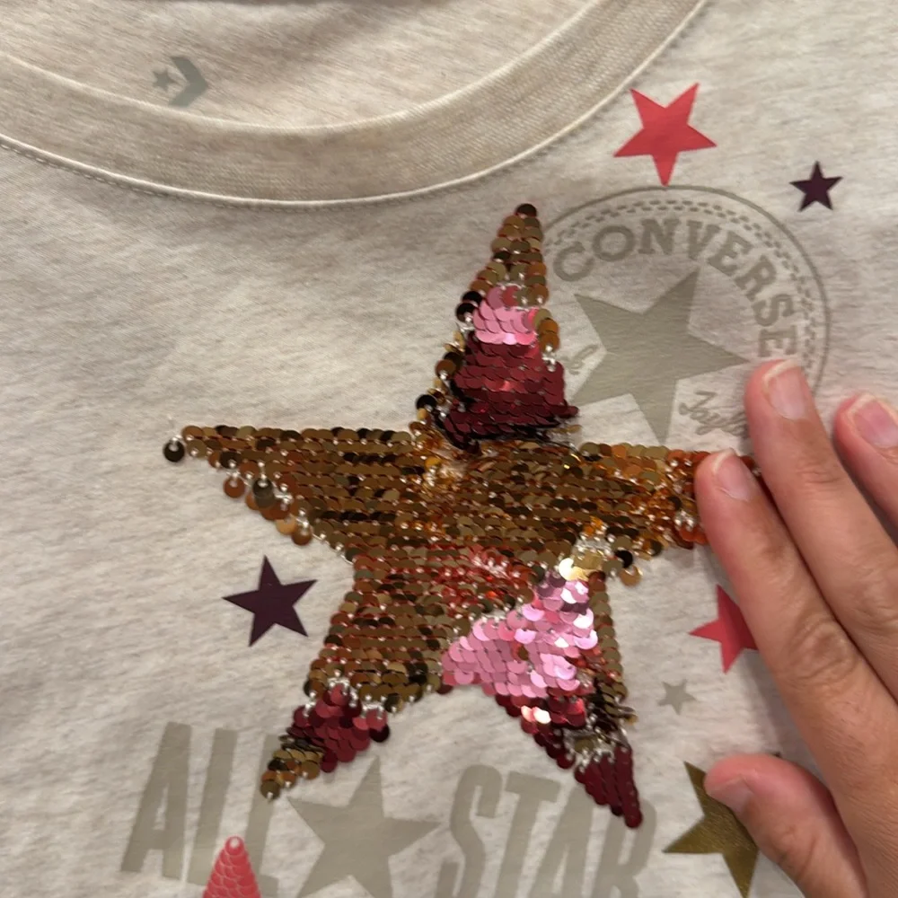 Converse Pink and Purple Long Sleeve Tee with Star Design